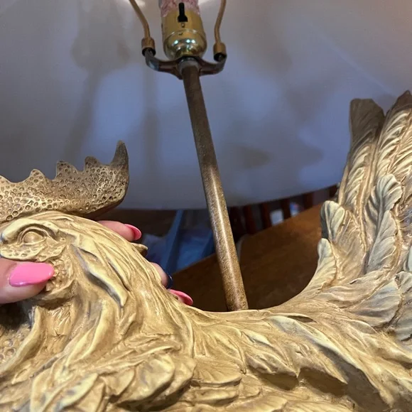 Rustic Rooster Table Lamp with Beige Shade